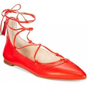 CHELSEA & ZOE NEW Ballet Ankle Leg Lace Up Red Ballet Flats Shoes - Size 8.5